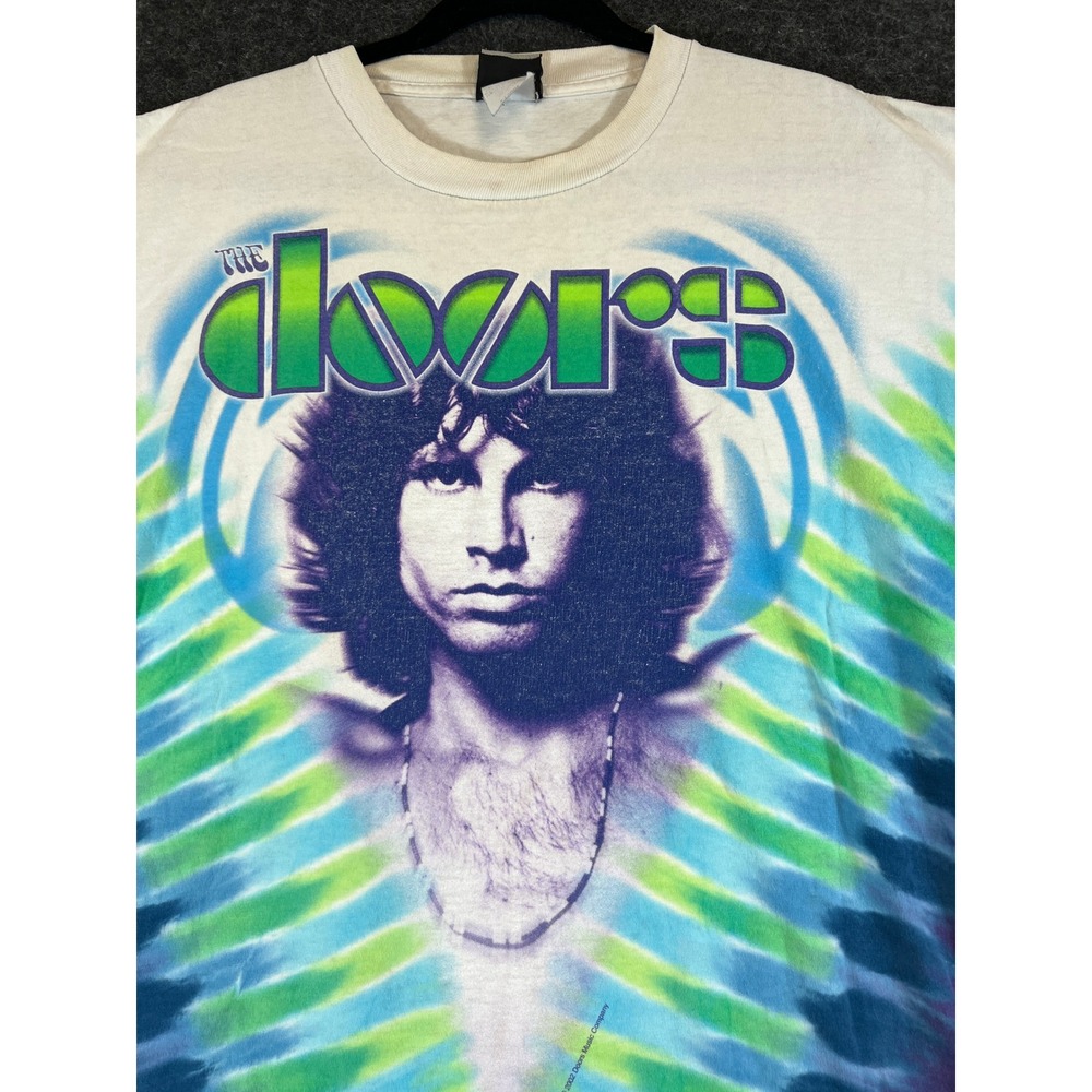 VTG The Doors Jim Morrison Lizard King Tie Dye Shirt Sz XL Band Tee Green Blue